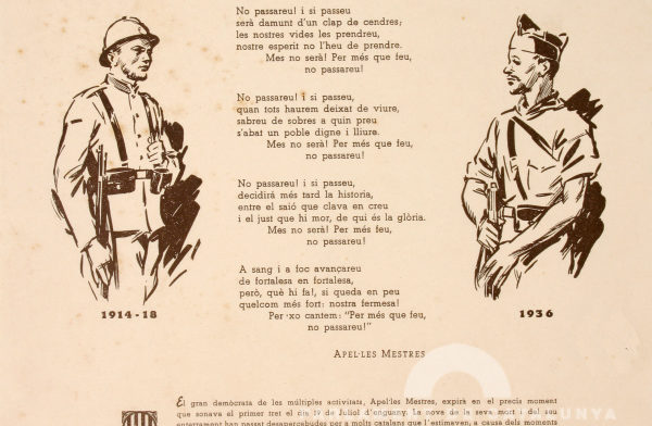 ‘No passareu’ d’Apel·les Mestres, poema reeditat pel Comissariat de Propaganda el 1936